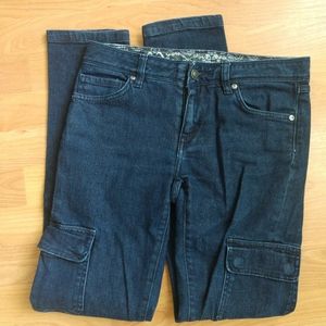 Patagonia women's dark wash cargo jeans, size 26